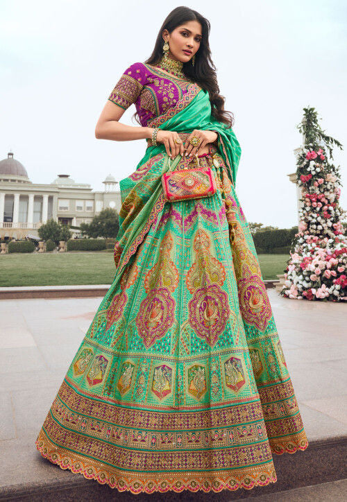 Royal collection- sea green banarasi silk Lehenga