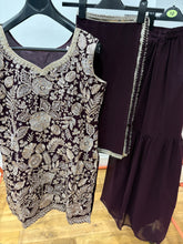Maroon and gold sharara suit (plus size)