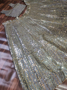 Exquisite grey gold satin partywear Lehenga