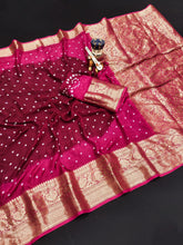 Bandhej silk saree with kanchipuram border