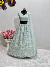 Mint green chine sequins Lehenga