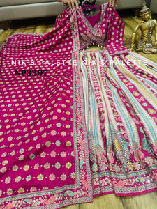 Niks collection - pink crepe silk printed lehenga