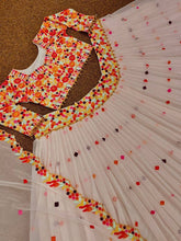 White and bead work embroidered Lehenga
