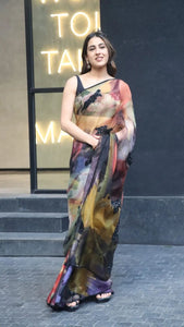 Sara Ali Khan inspired sequins organza colourful saree