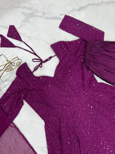 Wine kali pattern sequinned anarkali
