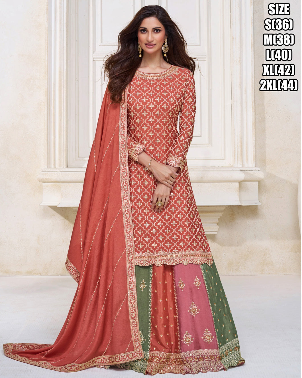 Chinon silk long top Lehenga