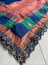 Peacock blue vichitra silk Lehenga (skirt stitched)