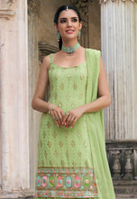 Pista green georgette flared sharara (sleeves available) (plus size too)