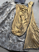 Grey partywear brocade Lehenga saree