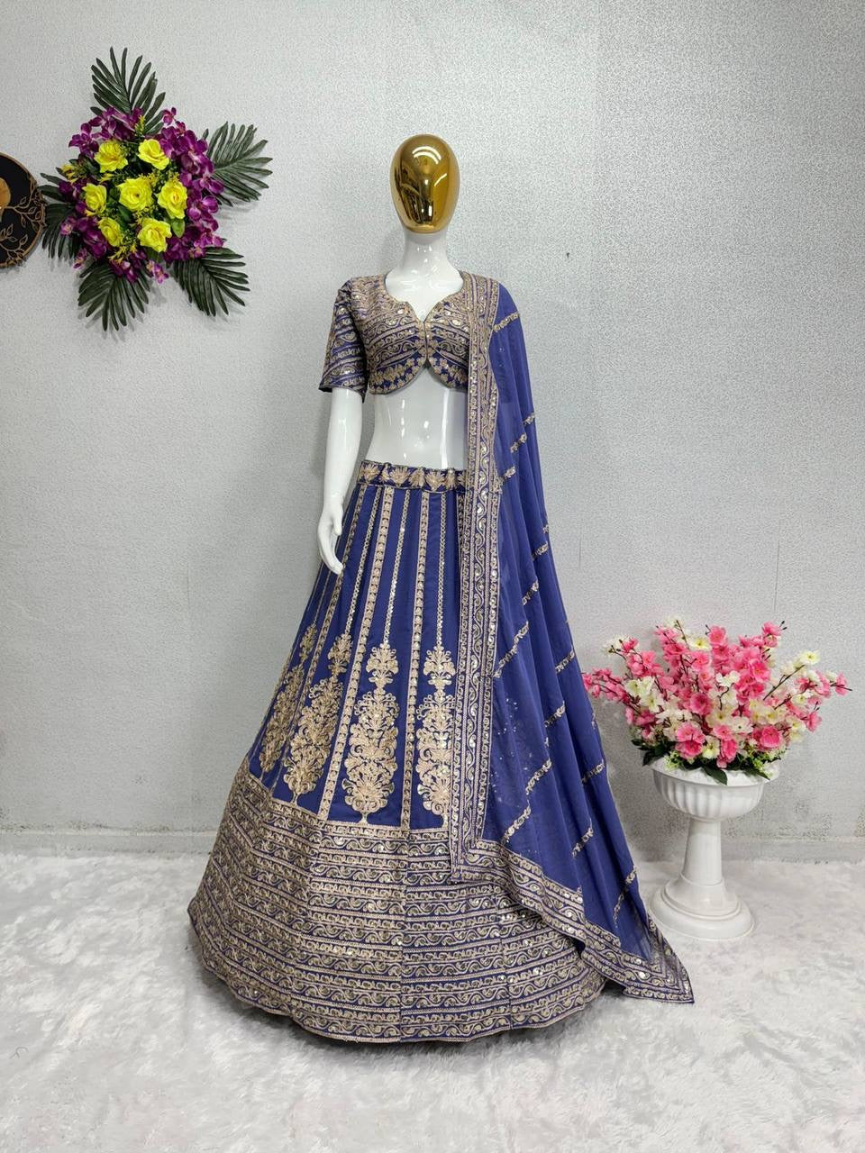 Lilac georgette lehenga