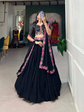 Black lover lehenga - plain skirt and sequinned top (skirt stitched)