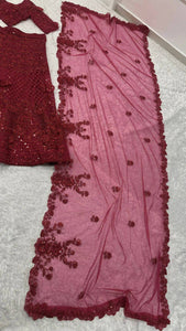 Maroon sequinned partywear Lehenga