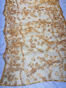 Partywear gold net saree