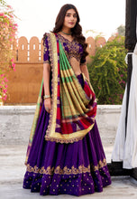 Purple vichitra silk Lehenga (skirt stitched)