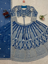 Persian blue thread work Lehenga