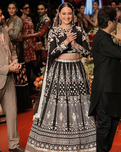 Sonakshi inspired black and gold Lehenga