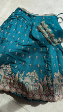 Teal chinon embroidered Lehenga
