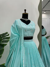 Roman silk pastel green Lehenga