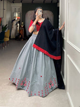 Grey and red pure cotton readymade chaniya choli