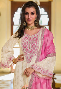 Cream and pink palazzo set