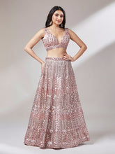 Rosegold Net Mirror & Sequins Embroidery