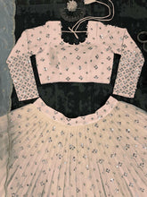 Peach thread work Lehenga (long sleeves + plus size)