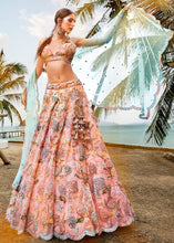 Peach pink floral Lehenga