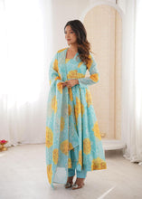 Sun-kissed floral baby blue anarkali