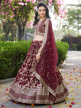 Dola silk jacquard Lehenga in maroon