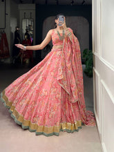 Chiffon florals readymade Lehenga in peach