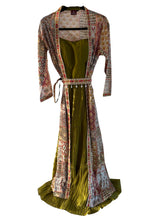 Olive green anarkali with multicolour jacket