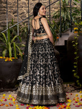 Dola silk jacquard Lehenga in black
