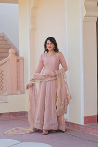 Nude chiffon gown readymade