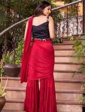 Red palazzo saree with Keri design blouse