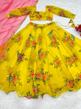 Yellow organza silk - readymade Lehenga