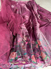 Deep wine floral organza Lehenga