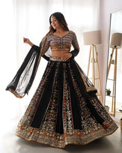 Black with pastel coloured sequins Lehenga