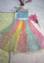 Multicoloured panelled Georgette Lehenga