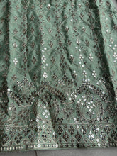Pastel collection - mint green chine sequins mirror look embroidered sharara set