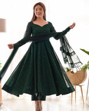 Bottle green kali pattern anarkali