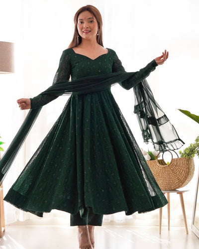Bottle green kali pattern anarkali