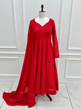 Red Kali pattern sequinned anarkali