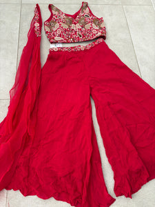 Red palazzo suit (petite)