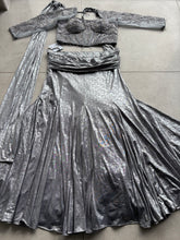Grey steel lehenga saree