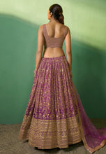 Arna collection - purple and gold floral georgette Lehenga