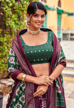 Tussar silk Lehenga in contemporary flair - wine