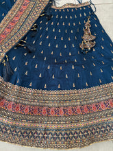 Navy blue silk lehenga