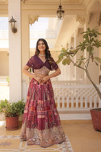 Indo western style Russian silk readymade Lehenga in wine