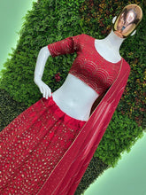 Petite - red sequins embroidered Lehenga