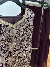 Maroon and gold sharara suit (plus size)